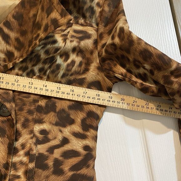 INC International Concepts Leopard Double Breasted Jacket Small *Missing Belt - Picture 11 of 11